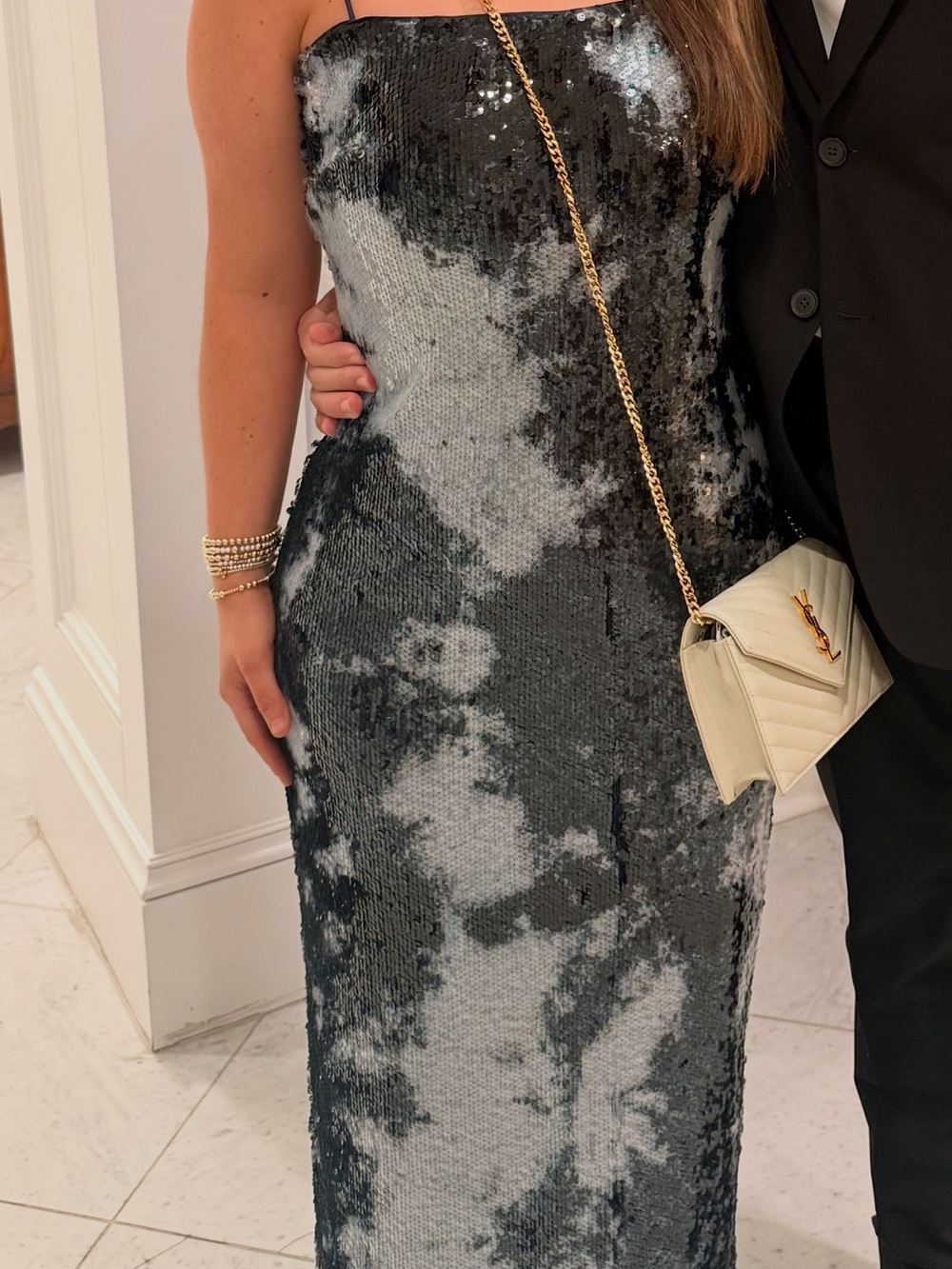Navy and light blue Sequin Maxi Dress